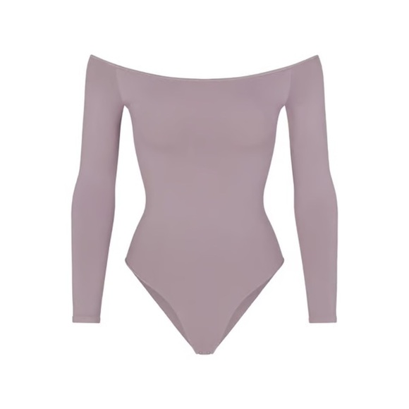 SKIMS Essential Off The Shoulder Bodysuit Mink mauve size S/M - Picture 1 of 3